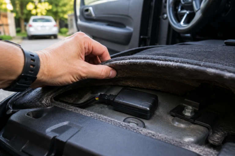 GPS tracker installed inside a car
