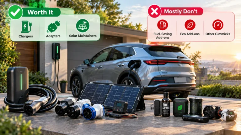 Electric vehicle with charger, adapters and solar charging accessories