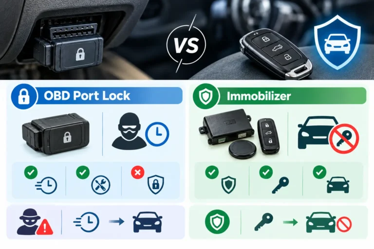 OBD port lock and aftermarket car immobilizer compared